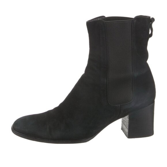 Gucci Shoes - Gucci Authentic Solid Black Genuine Suede Leather Medium Heel Chelsea Boots 10